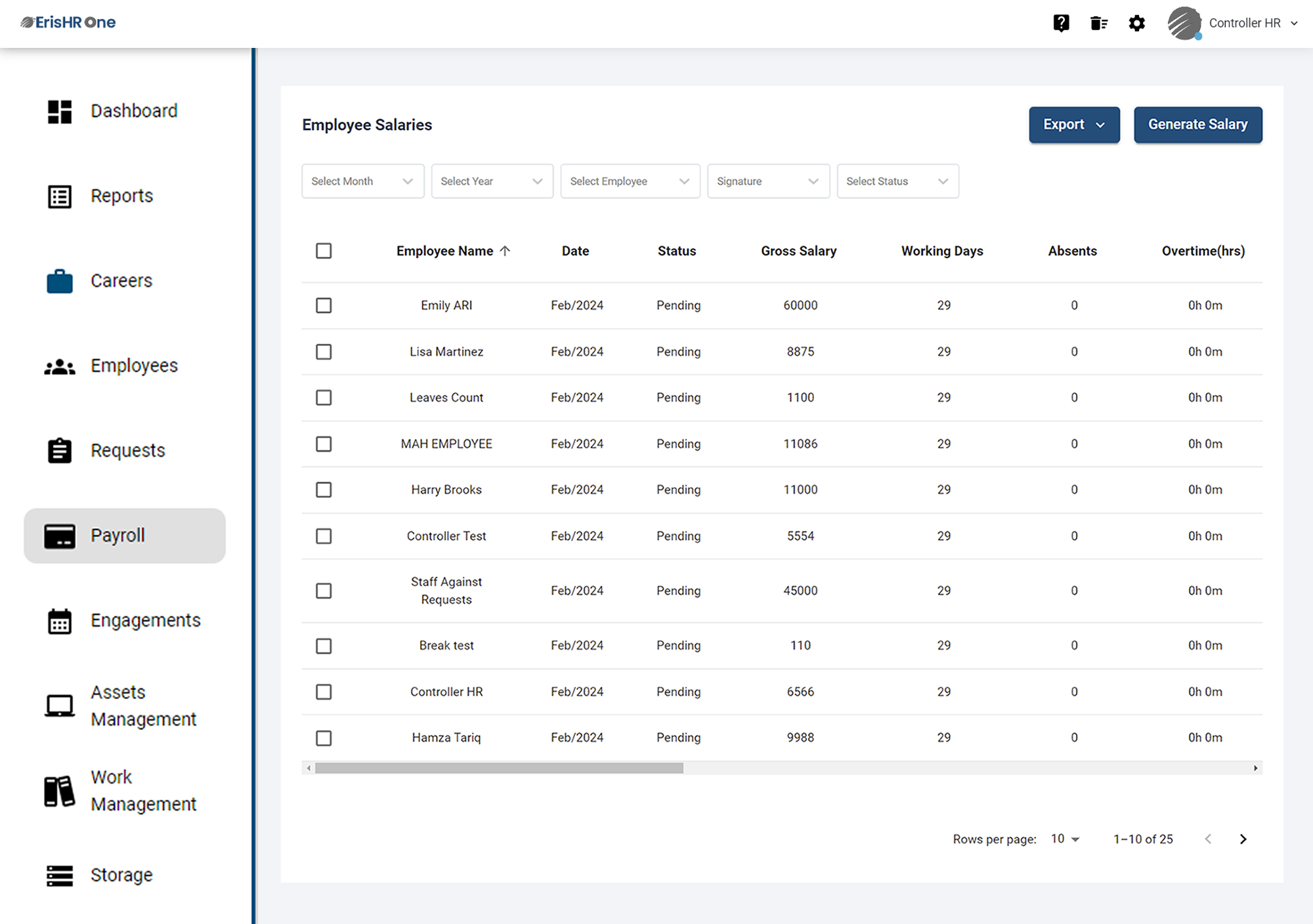 screenshot of ErisHR One